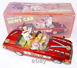 ME-611 China MERCEDES OLYMPIC WORLD CUP NEWS Tin Toy Car Batt. Op. 41cm MIB`65