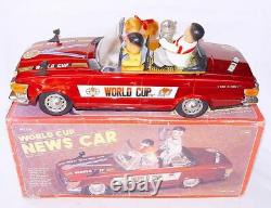 ME-611 China MERCEDES OLYMPIC WORLD CUP NEWS Tin Toy Car Batt. Op. 41cm MIB`65