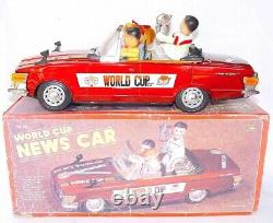 ME-611 China MERCEDES OLYMPIC WORLD CUP NEWS Tin Toy Car Batt. Op. 41cm MIB`65