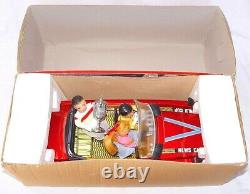 ME-611 China MERCEDES OLYMPIC WORLD CUP NEWS Tin Toy Car Batt. Op. 41cm MIB`65