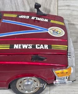 MERCEDES OLYMPIC WORLD CUP NEWS ME-611 China Tin Toy Car Battery Operated Vtg