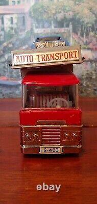 MKK Quality Toys Vintage 1960's Friction Powered Highway Transport Truck/2 Cars