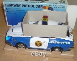 MODERN TOYS Highway Patrol Car Police Tin Battery Siren Box Masudaya Japan 4579