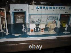 Marx 1960's Westgate Tin Gas Station Playset with8 Cars & 6 People