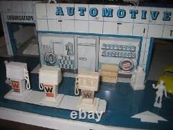 Marx 1960's Westgate Tin Gas Station Playset with8 Cars & 6 People