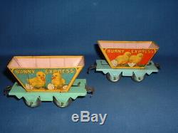 Marx Bunny Express Tin Train Working Windup Rabbit with Four Cars