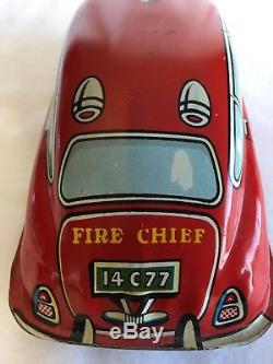 Marx Official Fire Chief Vintage Tin Fire Department Friction Toy Car