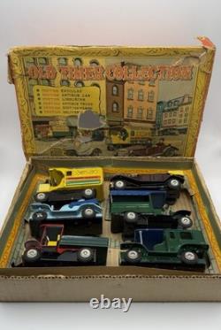 Marx Old Timer Collection Tin Toy Cars Set with Box Japan Vintage 1940s