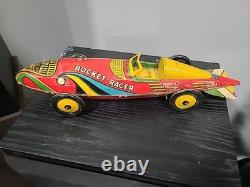 Marx Rocket Racer Race Car Tin Litho Wind Up Toy
