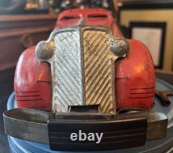 Marx ca. 1930's Red Lithographed Tin Windup Reversible Coupe/Marvel Car WORKS