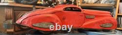 Marx ca. 1930's Red Lithographed Tin Windup Reversible Coupe/Marvel Car WORKS