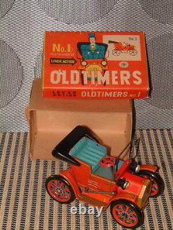 Masudaya Lever/clockwork Action Tin Oldtimers No. 1 Car In Original Box! Working