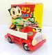 Masudaya Modern Toys Mirror Man Fire Truck Tin Vintage Car MIGHTY ATOM with Box