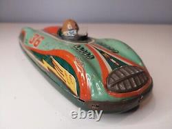 Masudaya Super Sonic Race Car Friction Tin Toy 1950s No 36