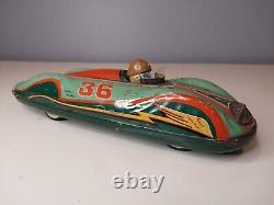 Masudaya Super Sonic Race Car Friction Tin Toy 1950s No 36