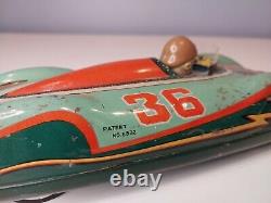 Masudaya Super Sonic Race Car Friction Tin Toy 1950s No 36