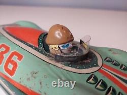 Masudaya Super Sonic Race Car Friction Tin Toy 1950s No 36