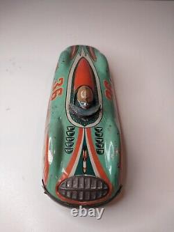 Masudaya Super Sonic Race Car Friction Tin Toy 1950s No 36