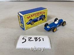 Matchbox Lesney vintage toy car box BRM Racing Car No. 52, 52B51 blue