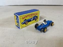 Matchbox Lesney vintage toy car box BRM Racing Car No. 52, 52B51 blue