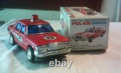 Mercedes Benz Batt. Op. Bump'N' Go Tin Toy Red Police Car