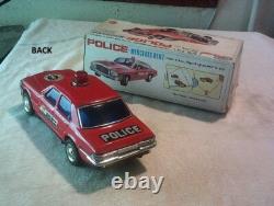 Mercedes Benz Batt. Op. Bump'N' Go Tin Toy Red Police Car