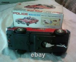 Mercedes Benz Batt. Op. Bump'N' Go Tin Toy Red Police Car