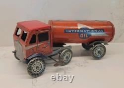 Mettoy Tinplate Windup International Oil Lorry Truck Tanker Works