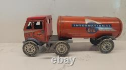 Mettoy Tinplate Windup International Oil Lorry Truck Tanker Works