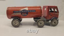 Mettoy Tinplate Windup International Oil Lorry Truck Tanker Works