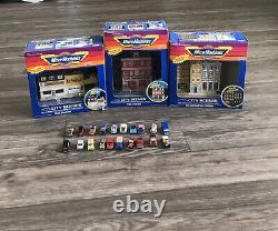 Micro Machines Galoob Lot 3 City Scenes WithBoxes 20 Cars/Trucks 1980's VTG Toy