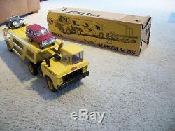 Mighty tonka car carrier plus box and two jeep wagoneers one police 1960s cool