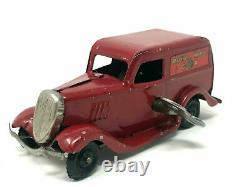 Minic Toys Mail Car Vintage Wind-Up Red
