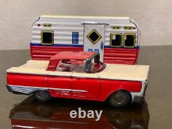 Modern Toys Japan FORD GALAXIE 1960 Car & HOUSE TRAILER Friction Tin Toy 1960's