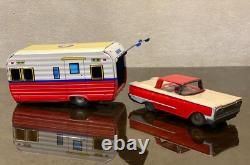Modern Toys Japan FORD GALAXIE 1960 Car & HOUSE TRAILER Friction Tin Toy 1960's