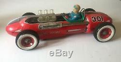 Modern Toys Masudaya Japan Large Tinplate Battery Operated Racing Car Working