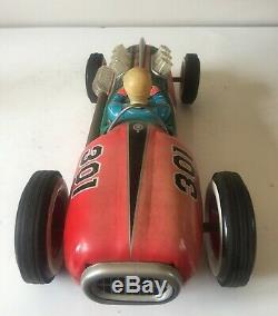 Modern Toys Masudaya Japan Large Tinplate Battery Operated Racing Car Working