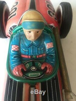 Modern Toys Masudaya Japan Large Tinplate Battery Operated Racing Car Working