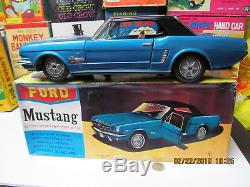 Mustang 1965 Battery Operated Tin Car In Box Exc- N Mint And Works 13.5 Inches