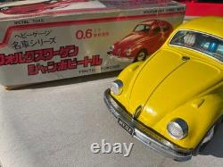 NAKADA Vintage Tin Toy mini Car Volkswagen Beetle VW Yellow 38cm Showa Retro
