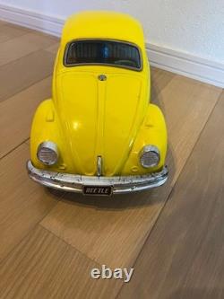 NAKADA Vintage Tin Toy mini Car Volkswagen Beetle VW Yellow 38cm Showa Retro