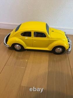 NAKADA Vintage Tin Toy mini Car Volkswagen Beetle VW Yellow 38cm Showa Retro