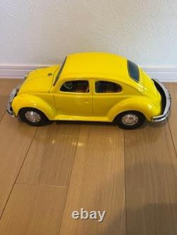 NAKADA Vintage Tin Toy mini Car Volkswagen Beetle VW Yellow 38cm Showa Retro