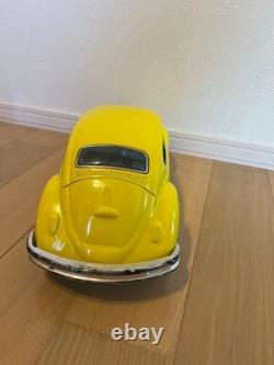 NAKADA Vintage Tin Toy mini Car Volkswagen Beetle VW Yellow 38cm Showa Retro