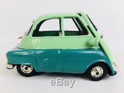 NEAR MINT Vintage Tin Friction BMW Isetta Bandai 588 Japan Toy Car Original Box