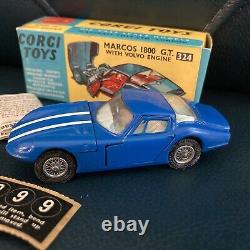 NIB #324 VTG CORGI TOYS MARCOS 1800 GT With VOLVO ENGINE ELITE COLLECTOR COND