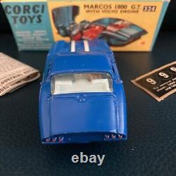 NIB #324 VTG CORGI TOYS MARCOS 1800 GT With VOLVO ENGINE ELITE COLLECTOR COND