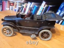 NICE VINTAGE 1910'S TIN LITHO WIND UP TOURING CAR with DRIVER