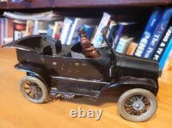 NICE VINTAGE 1910'S TIN LITHO WIND UP TOURING CAR with DRIVER