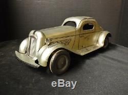 NICE Vintage 1936 WOLVERINE MYSTERY CAR Pressed Tin Steel Push windup Art Deco